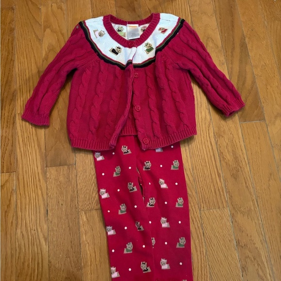 Red Cable Knit Cardigan and Pants‎ Set - Picture 1 of 2